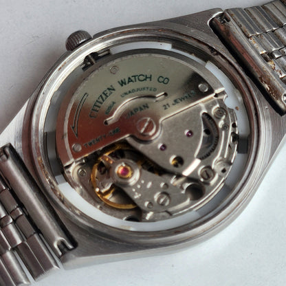 Vintage 1980 Original Citizen Automatic 8200 Blue Face 21 Jewels Day-Date Japanese Men's Wrist Watch ET31