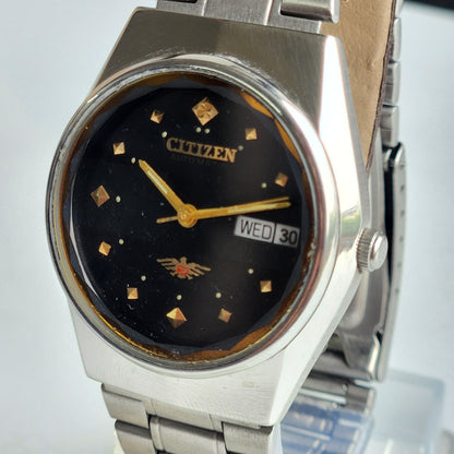 Vintage 1990 Original Citizen Automatic 8200 Black Face 21 Jewels Day-Date Japanese Men's Wrist Watch ET33