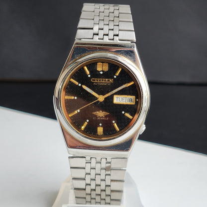 Vintage 1984 Original Citizen Automatic 8200 Black Face 21 Jewels Day-Date Japanese Men's Wrist Watch ET34