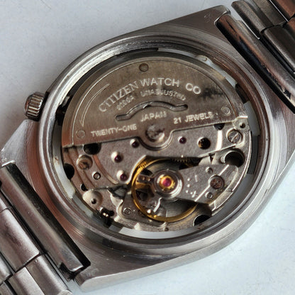 Vintage 1988 Original Citizen Automatic 8200 Black/Grey Face 21 Jewels Day-Date Japanese Men's Wrist Watch ET35