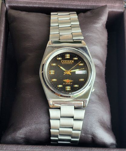 Vintage 1993 Original Citizen Automatic 8200 Black Face 21 Jewels Day-Date Japanese Men's Wrist Watch ET38