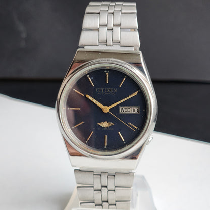 Vintage 1986 Original Citizen Automatic 8200 Black Face 21 Jewels Day-Date Japanese Men's Wrist Watch ET39