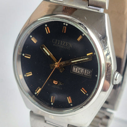 Vintage 1995 Original Citizen Automatic 8200 Balck Face 21 Jewels Day-Date Japanese Men's Wrist Watch ET42