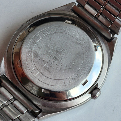 Vintage 1981 Original Citizen Automatic 8200 Black Face 21 Jewels Day-Date Japanese Men's Wrist Watch ET44