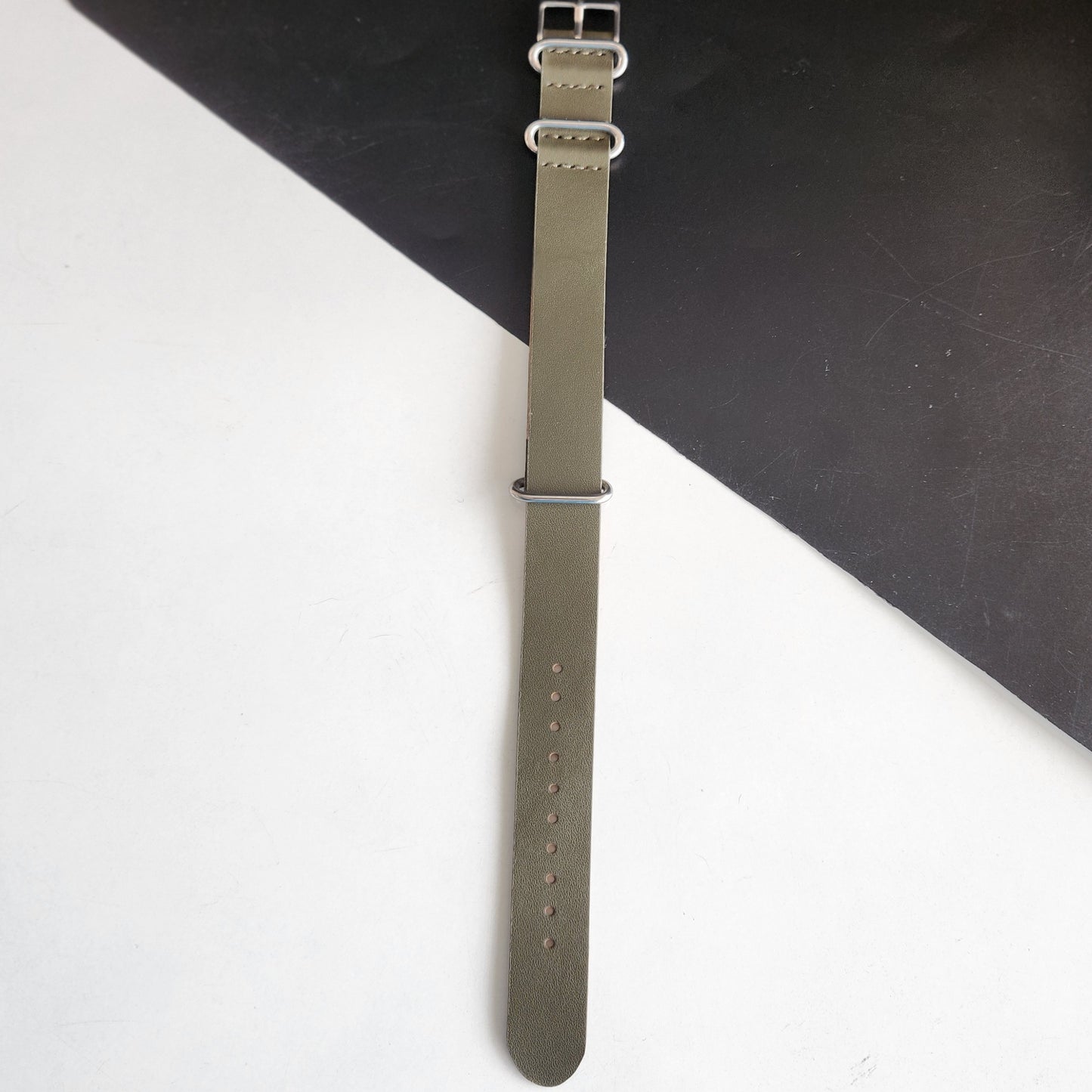 18MM Leather Nato Green Strap for Automatic Mechanical Watches H08