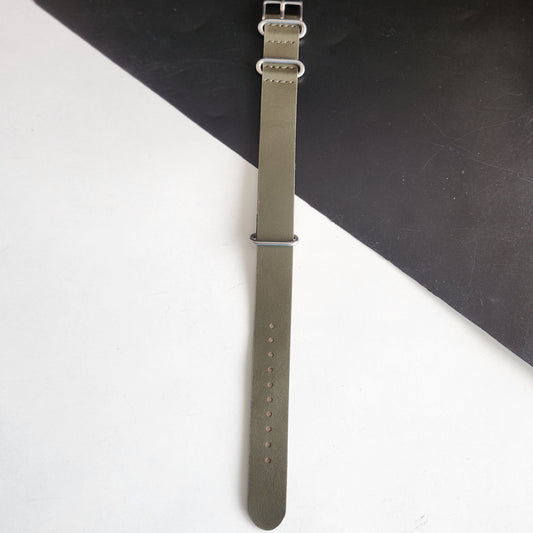 18MM Leather Nato Green Strap for Automatic Mechanical Watches H08