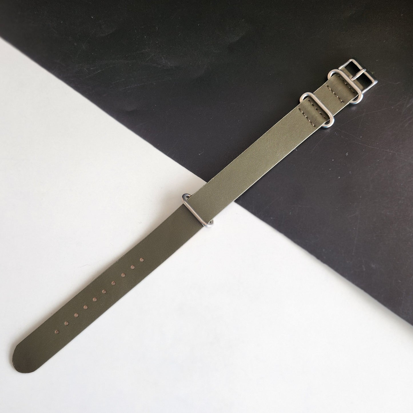 18MM Leather Nato Green Strap for Automatic Mechanical Watches H08