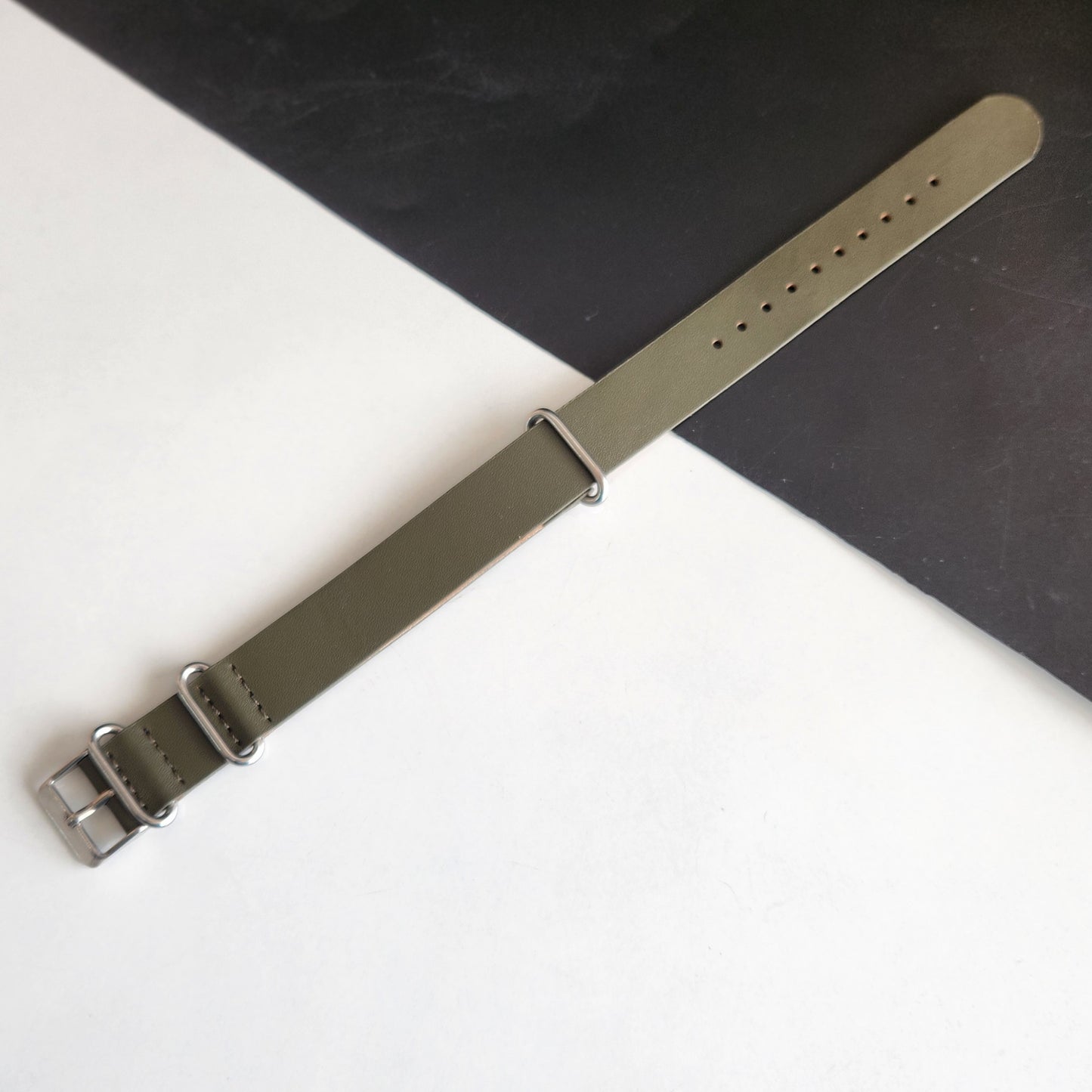 18MM Leather Nato Green Strap for Automatic Mechanical Watches H08