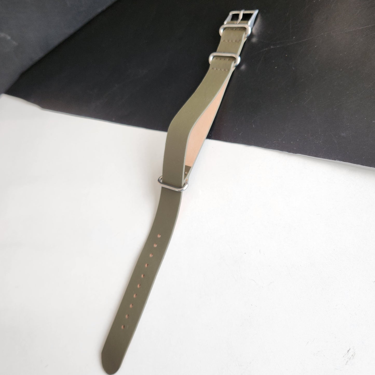 18MM Leather Nato Green Strap for Automatic Mechanical Watches H08