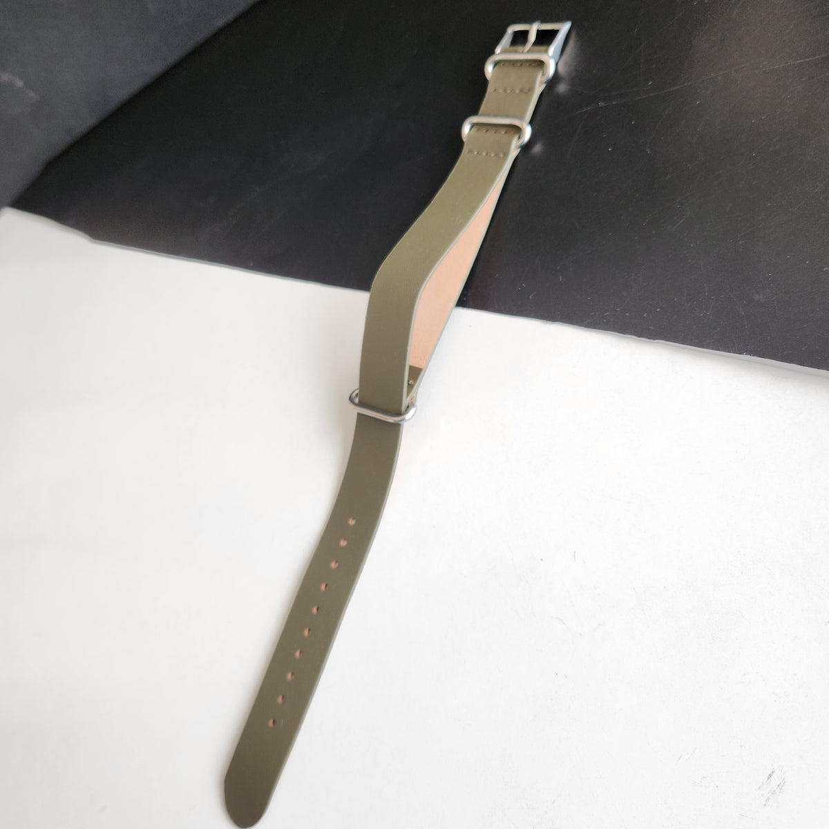 18MM Leather Nato Green Strap for Automatic Mechanical Watches H08