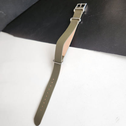 18MM Leather Nato Green Strap for Automatic Mechanical Watches H08