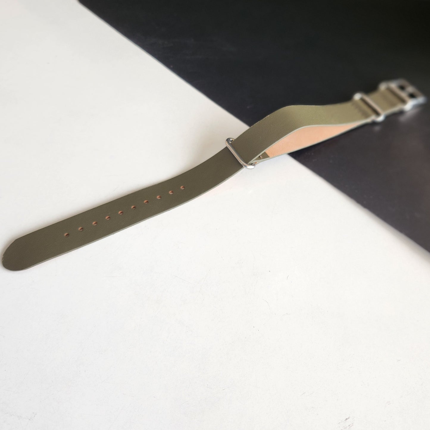 18MM Leather Nato Green Strap for Automatic Mechanical Watches H08