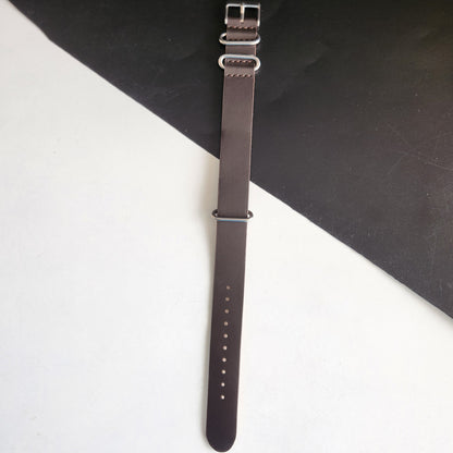 18MM Leather Nato Dark Brown Strap for Automatic Mechanical Watches H09