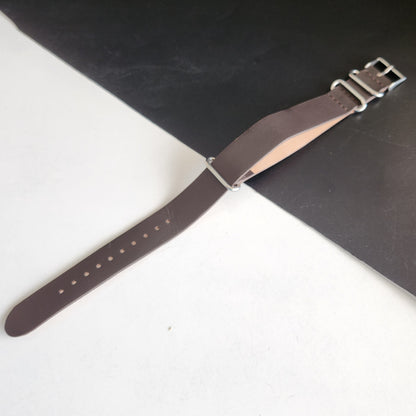18MM Leather Nato Dark Brown Strap for Automatic Mechanical Watches H09