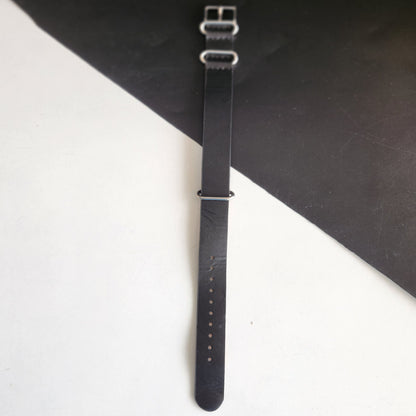 18MM Leather Nato Black Strap for Automatic Mechanical Watches H10