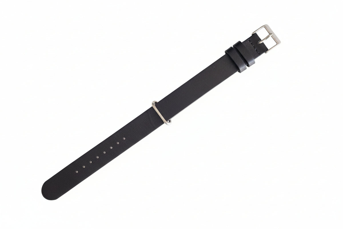 18MM Leather Nato Black Strap for Automatic Mechanical Watches H10