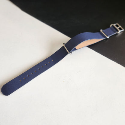 18MM Leather Nato Blue Strap for Automatic Mechanical Watches H11