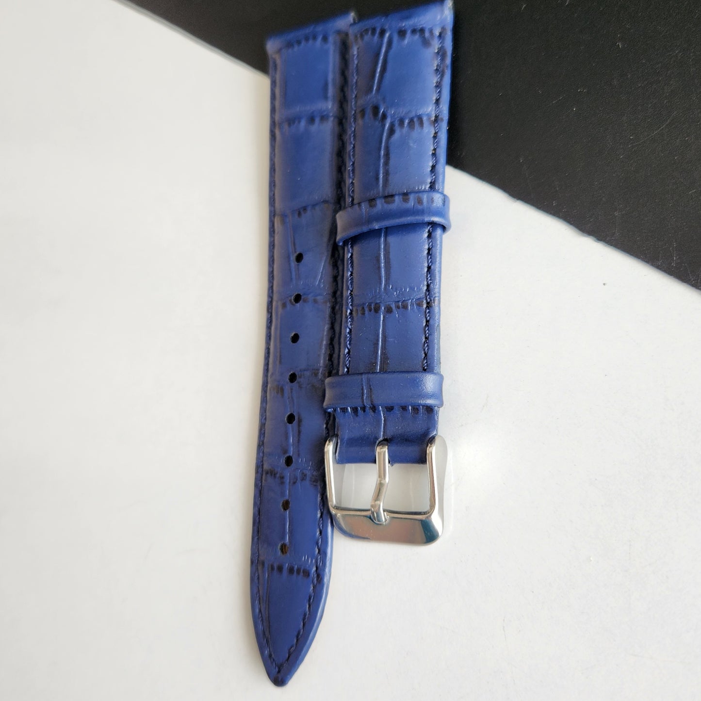 18MM Blue Leather Croco Strap for Automatic Mechanical Watches H12