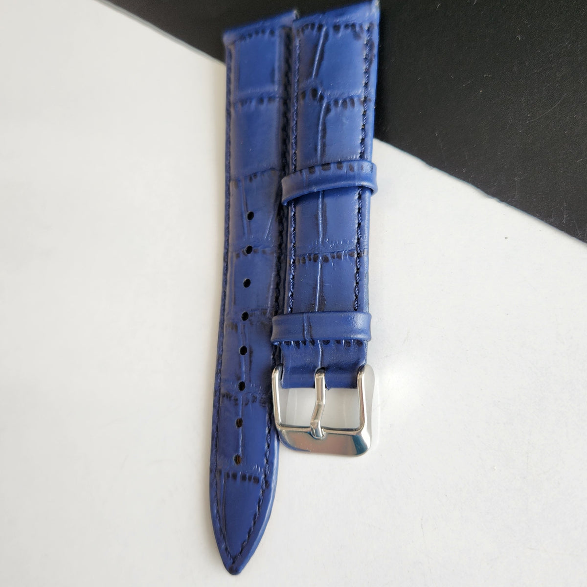 18MM Blue Leather Croco Strap for Automatic Mechanical Watches H12