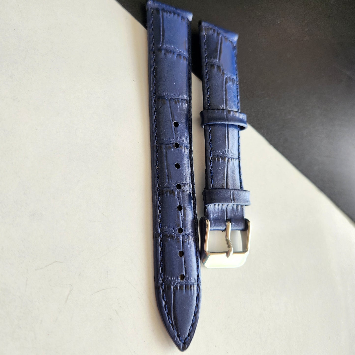 18MM Blue Leather Croco Strap for Automatic Mechanical Watches H12
