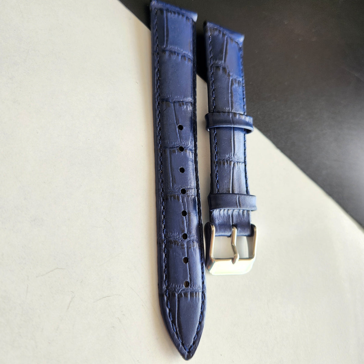 18MM Blue Leather Croco Strap for Automatic Mechanical Watches H12