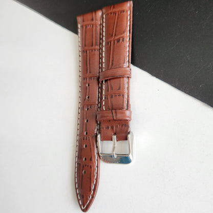 18MM Brown Leather Croco Strap for Automatic Mechanical Watches H13