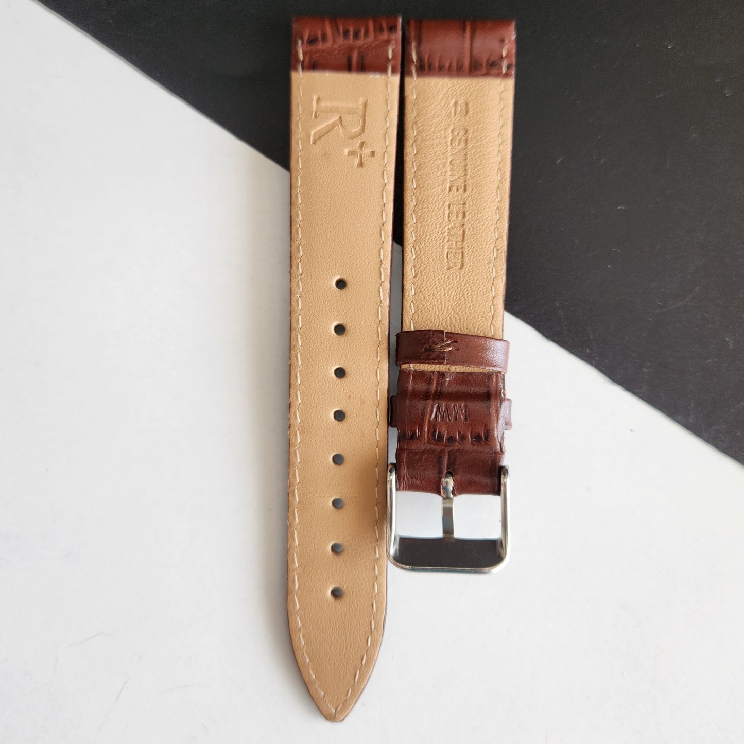 18MM Brown Leather Croco Strap for Automatic Mechanical Watches H13