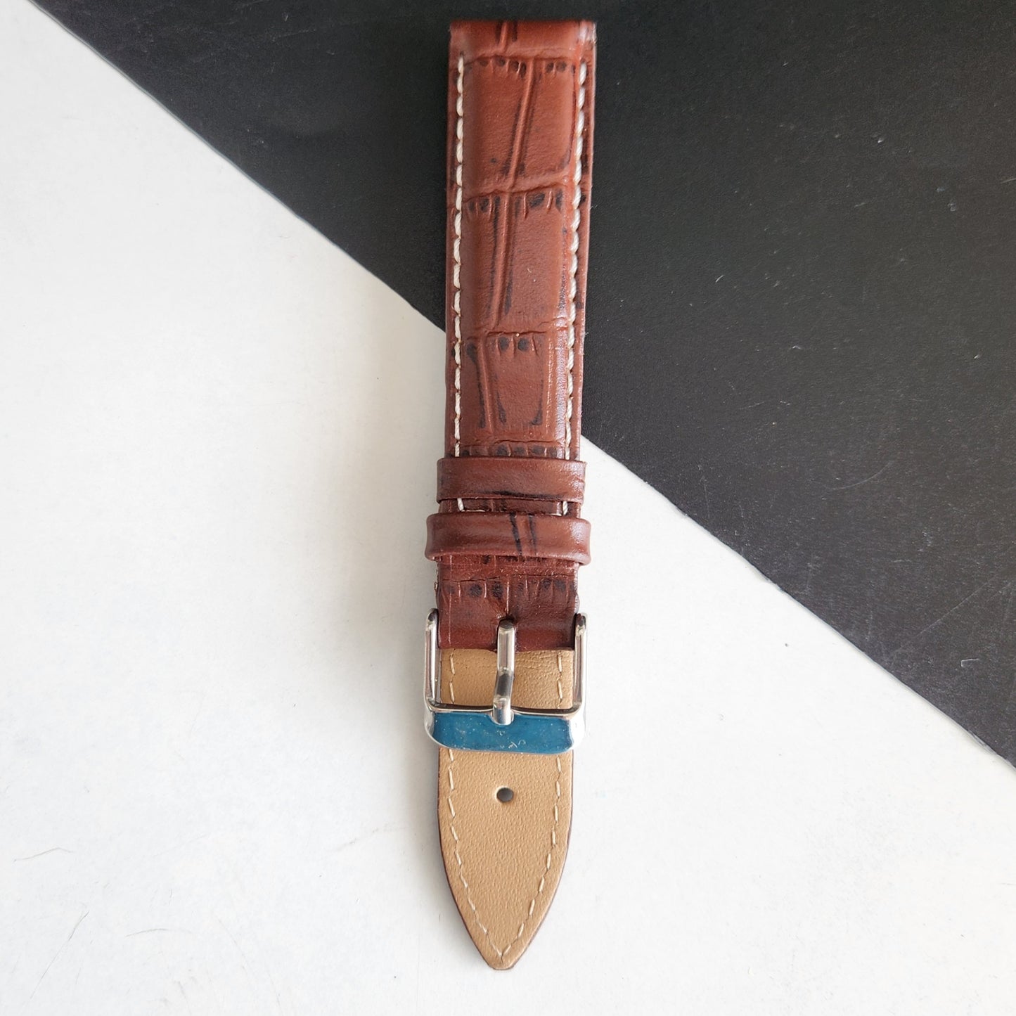 18MM Brown Leather Croco Strap for Automatic Mechanical Watches H13