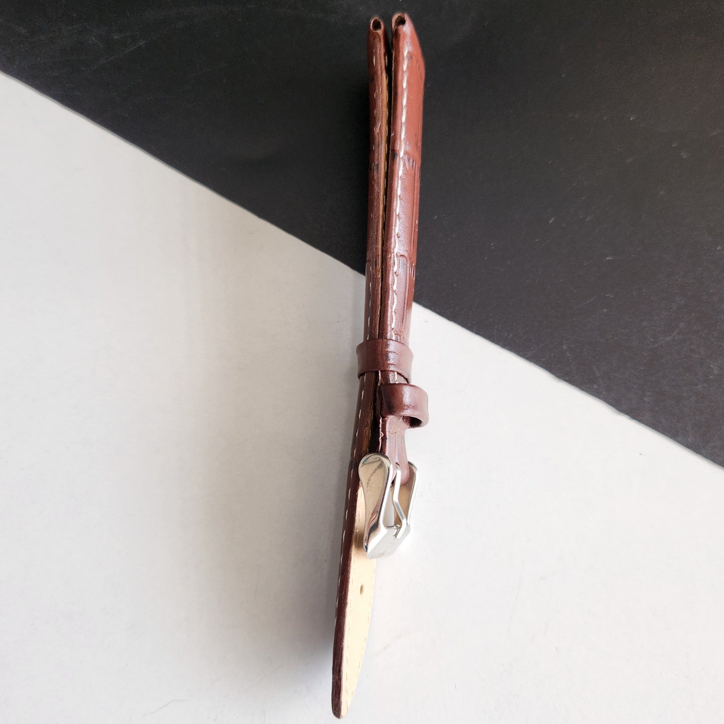 18MM Brown Leather Croco Strap for Automatic Mechanical Watches H13
