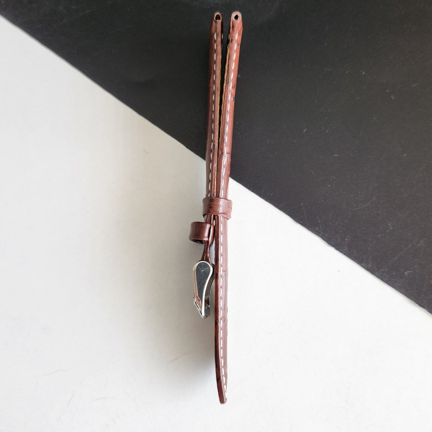 18MM Brown Leather Croco Strap for Automatic Mechanical Watches H13