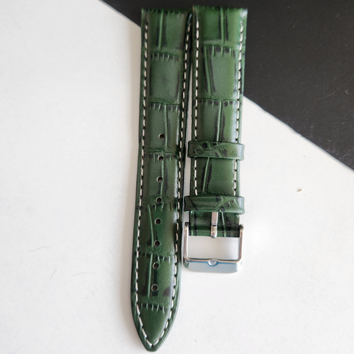 18MM Green Leather Croco Strap for Automatic Mechanical Watches H14