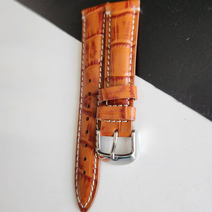 18MM Tan Leather Croco Strap for Automatic Mechanical Watches H15