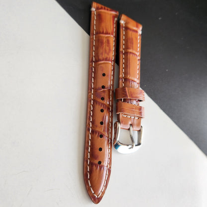 18MM Tan Leather Croco Strap for Automatic Mechanical Watches H15