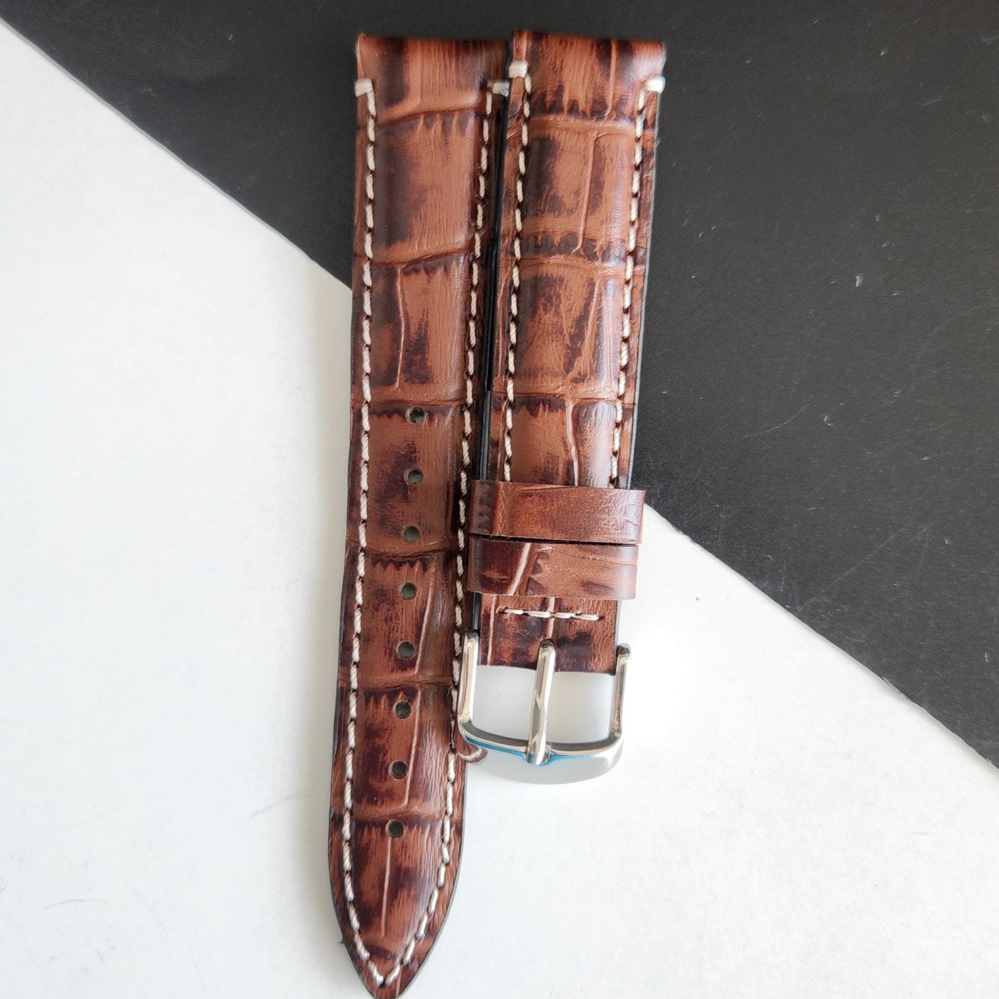 18MM Broen Croco Leather Strap for Automatic Mechanical Watches H16