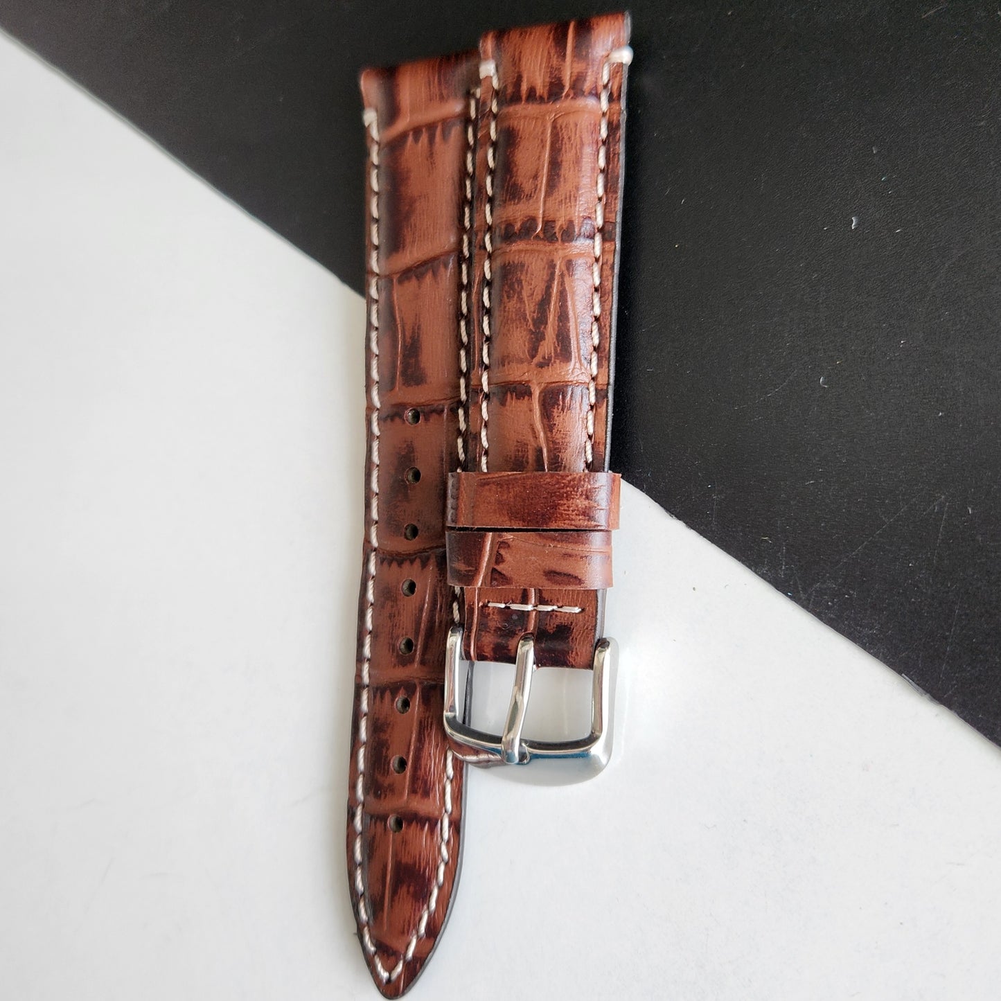18MM Broen Croco Leather Strap for Automatic Mechanical Watches H16