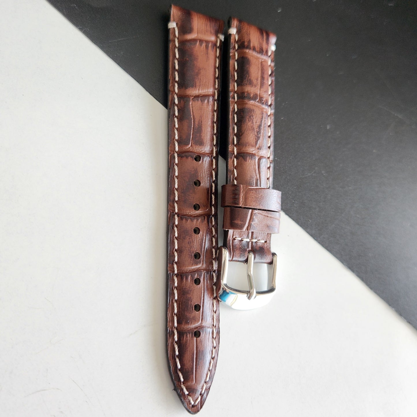 18MM Broen Croco Leather Strap for Automatic Mechanical Watches H16