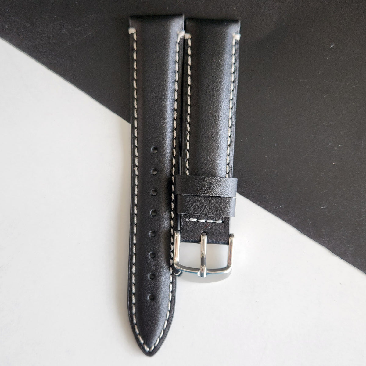 18MM Black Leather Strap for Automatic Mechanical Watches H17