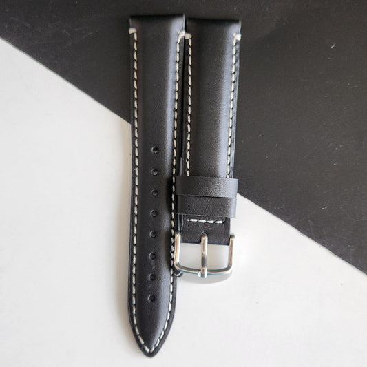 18MM Black Leather Strap for Automatic Mechanical Watches H17