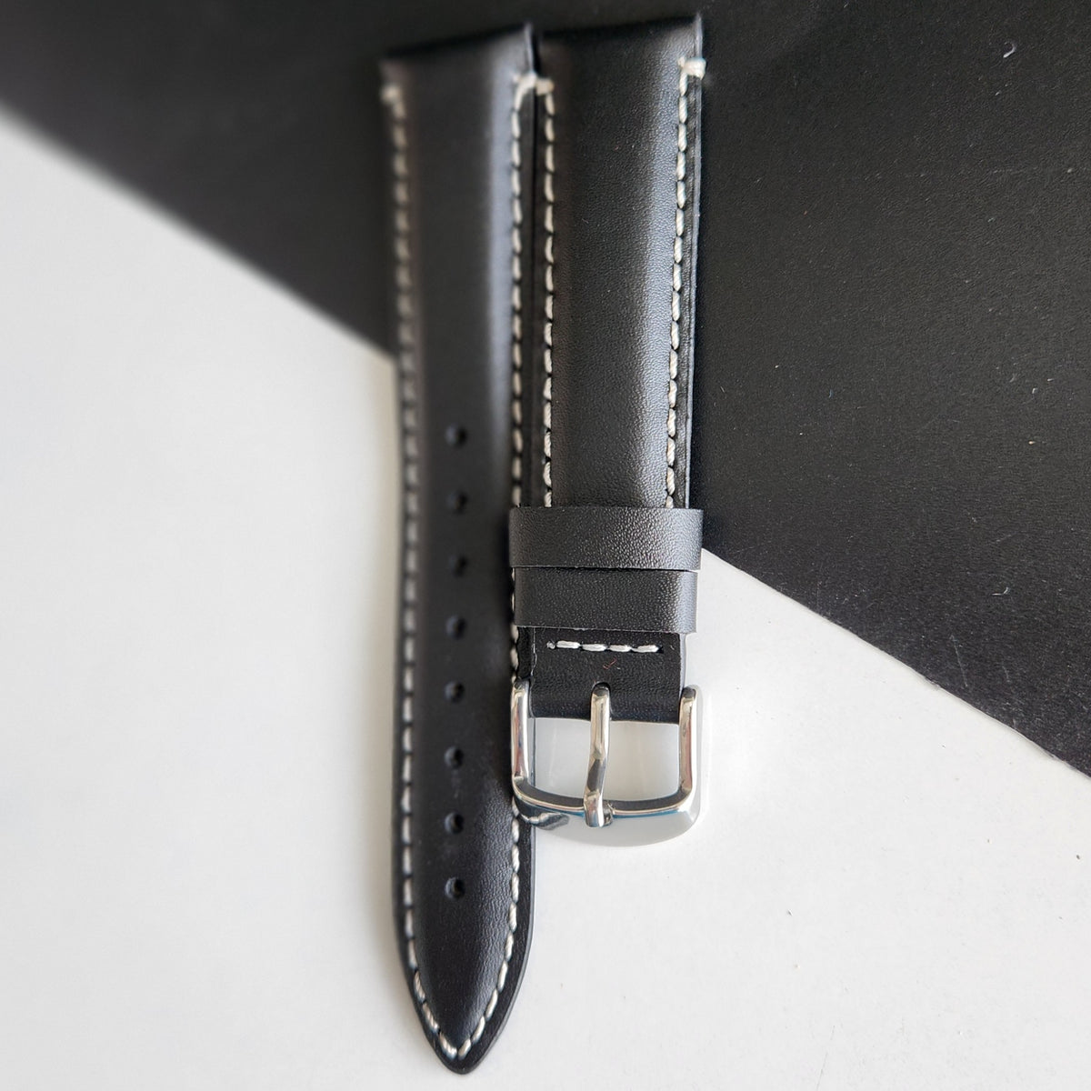 18MM Black Leather Strap for Automatic Mechanical Watches H17