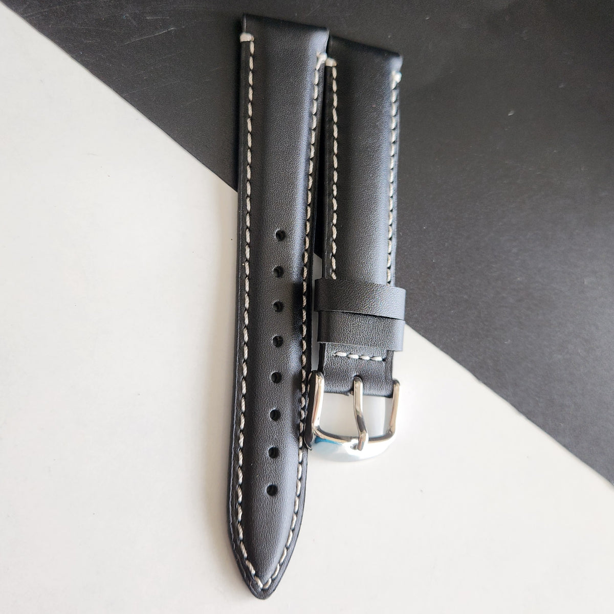 18MM Black Leather Strap for Automatic Mechanical Watches H17