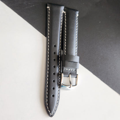 18MM Black Leather Strap for Automatic Mechanical Watches H17