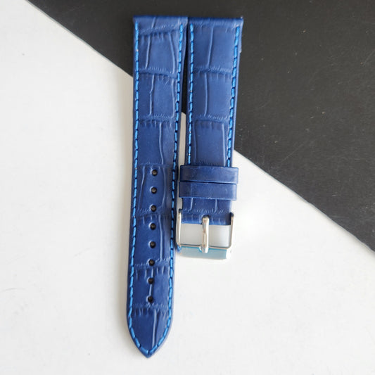 18MM Blue Leather Croco Strap for Automatic Mechanical Watches H22