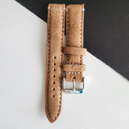 18MM Tan Suede Leather Strap for Automatic Mechanical Watches H23