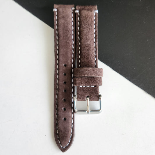 18MM Brown Suede Leather Strap for Automatic Mechanical Watches H24