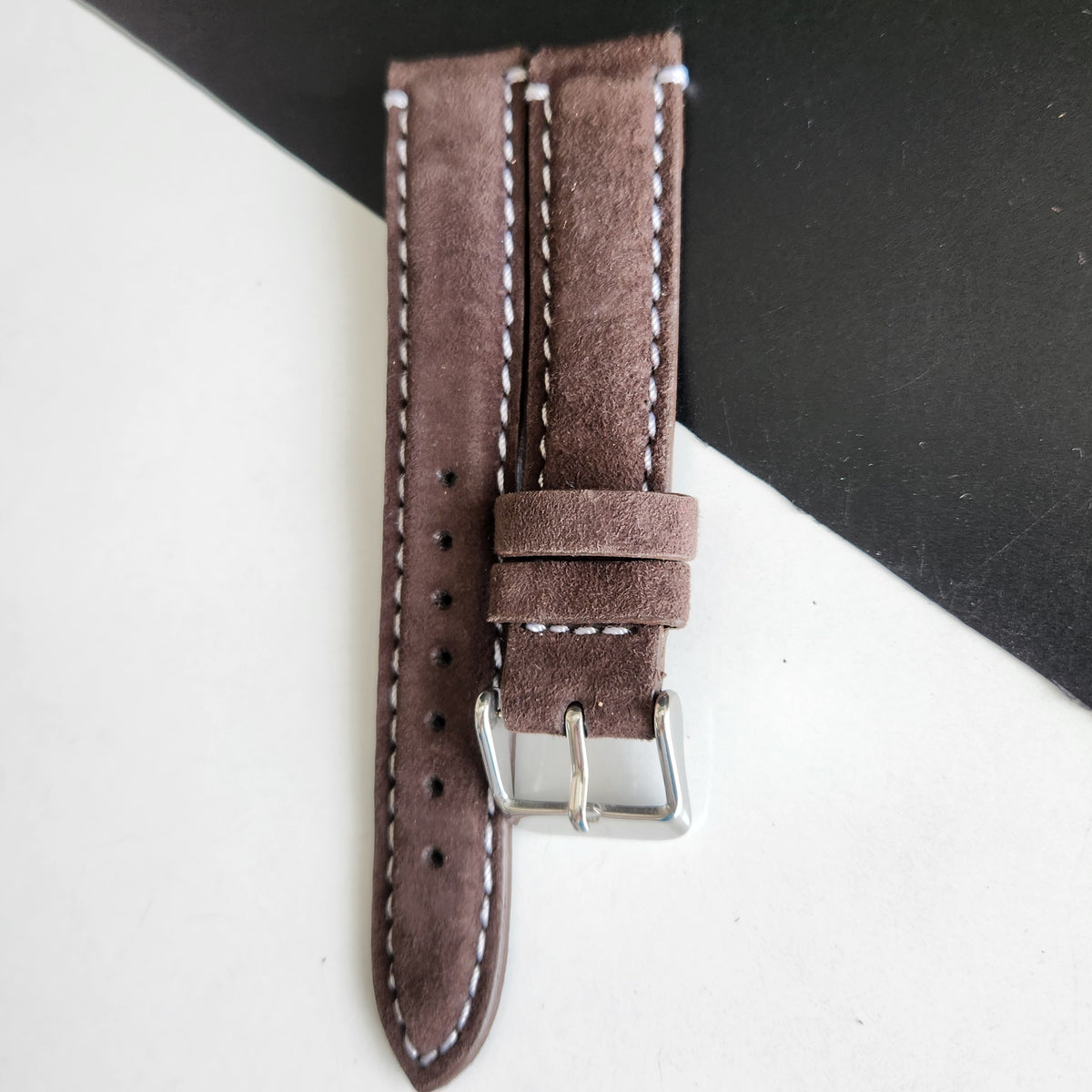 18MM Brown Suede Leather Strap for Automatic Mechanical Watches H24