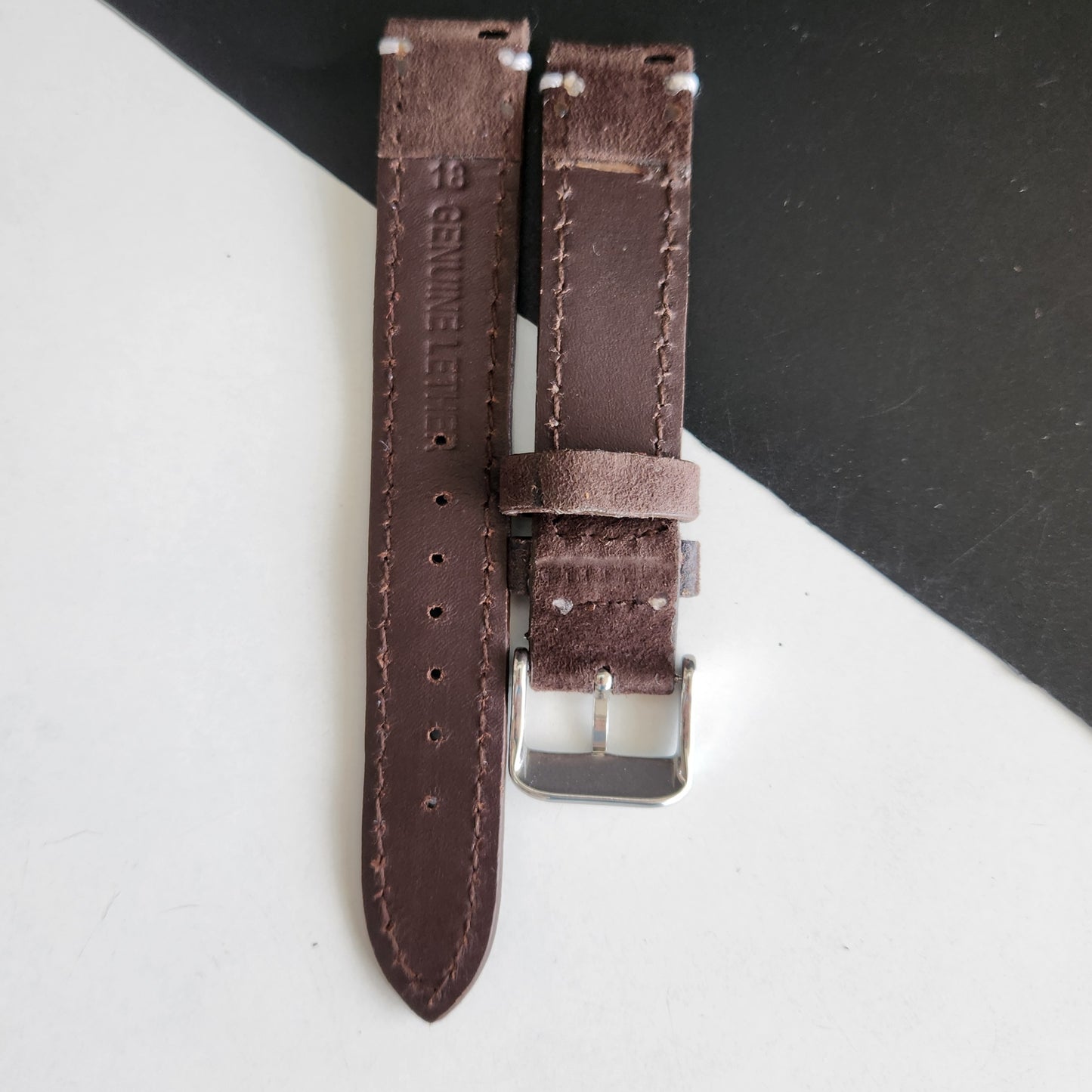 18MM Brown Suede Leather Strap for Automatic Mechanical Watches H24