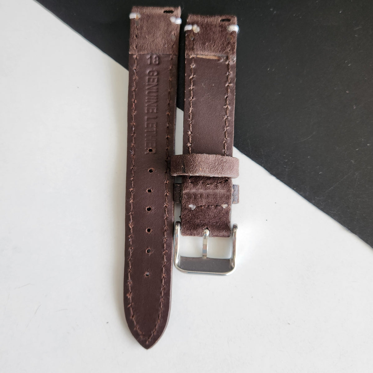 18MM Brown Suede Leather Strap for Automatic Mechanical Watches H24