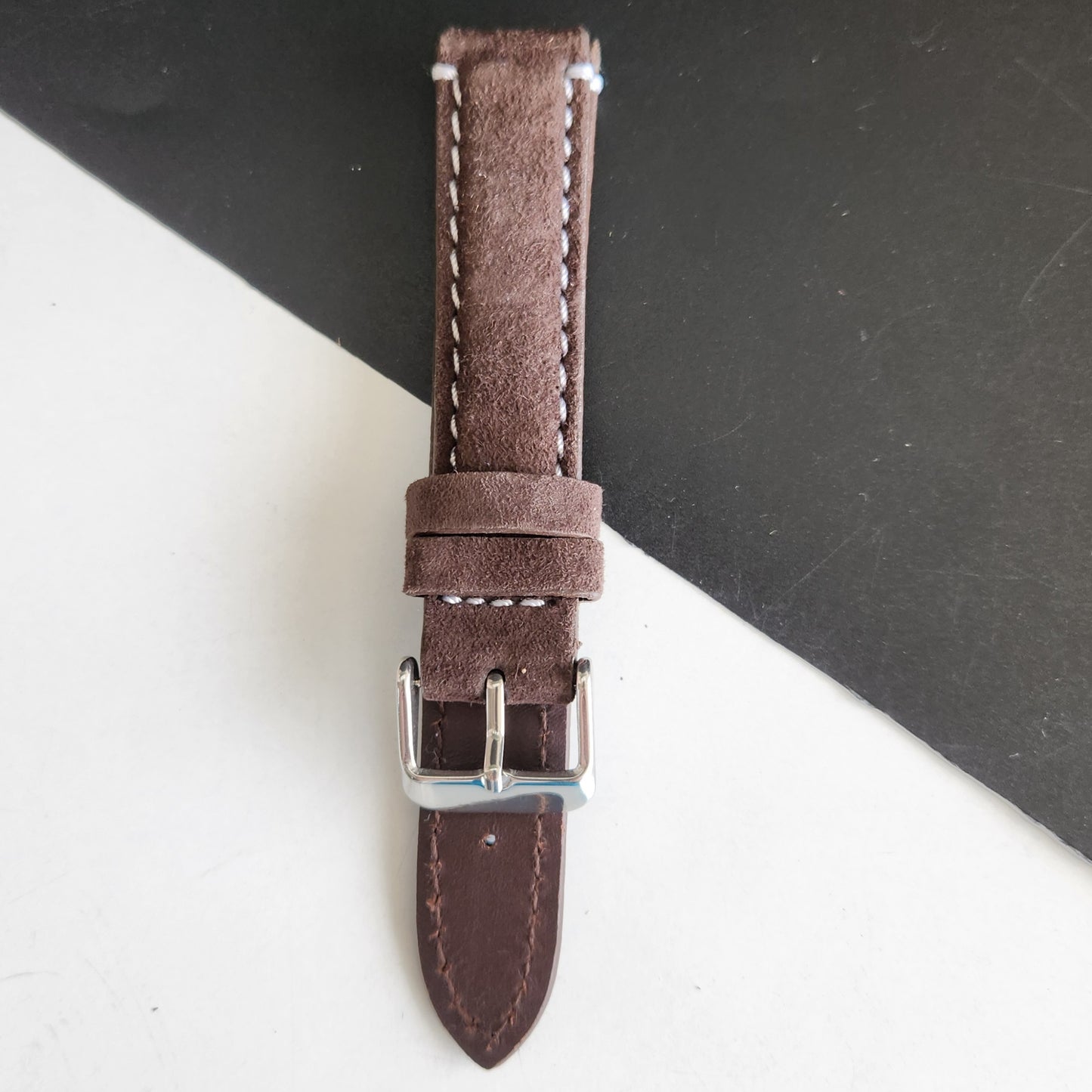 18MM Brown Suede Leather Strap for Automatic Mechanical Watches H24