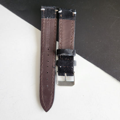 18MM Black Suede Leather Strap for Automatic Mechanical Watches H25