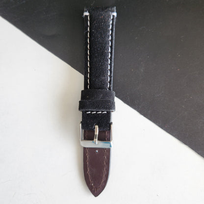 18MM Black Suede Leather Strap for Automatic Mechanical Watches H25